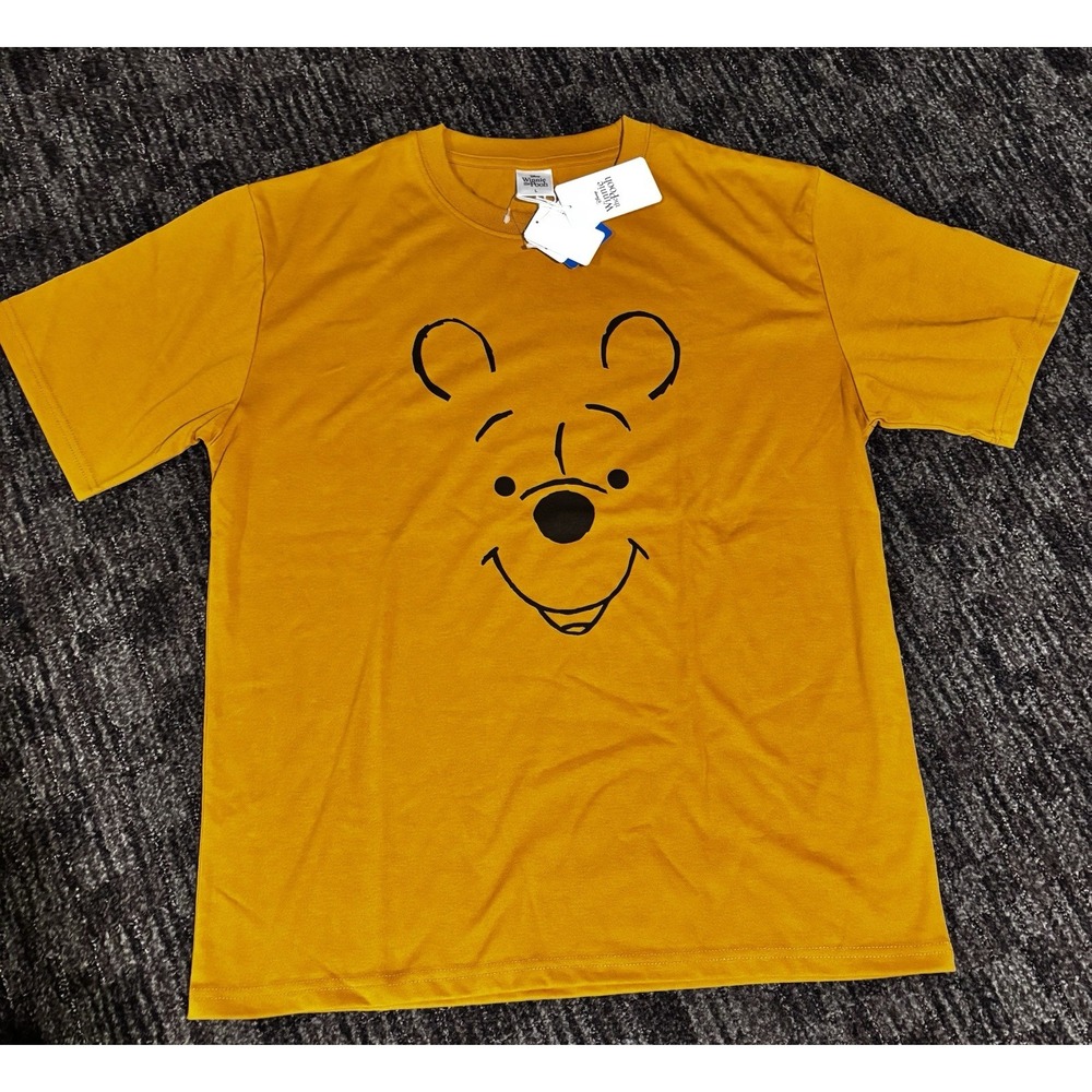 Disney Winnie the Pooh Big Face Orange Quick Dry T-Shirt Japan Size L NWT[B]